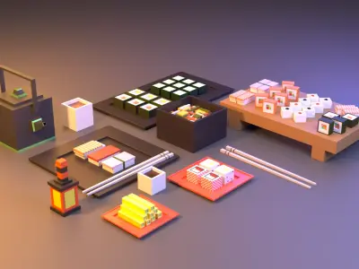 Sushi Set Free low-poly 3D model