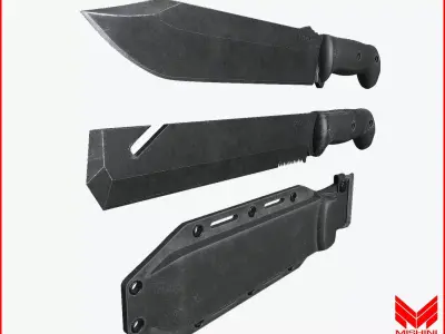 BKT Ka-Bar Pack w Sheath 3D model
