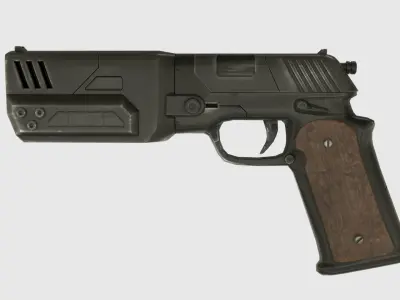 Low Poly Pistol With PBR Materials Low-poly 3D model