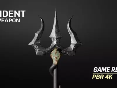 Game Ready Trident Weapon Low-poly 3D model