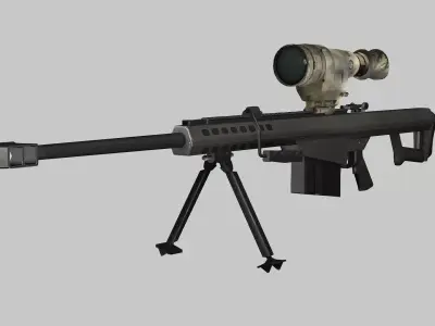 Sniper Denel 6NTW-20 Low-Poly 3D Model Low-poly 3D model