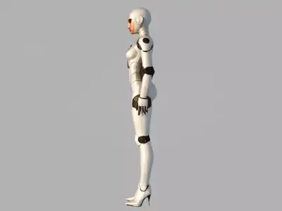 HUMANROBOT   Sleek White Cybernetic Model Low-poly 3D model