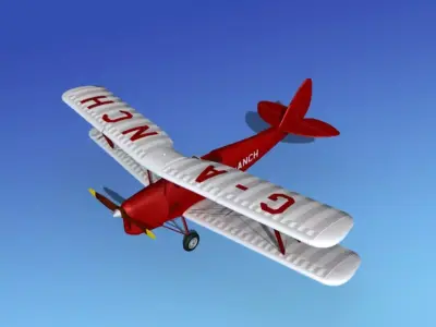 Dehavilland DH82 Tiger Moth V06 3D model