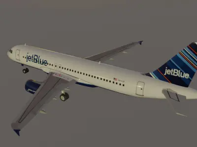 Jetblue airbus a320-232 low poly 3D Model  Low-poly 3D model