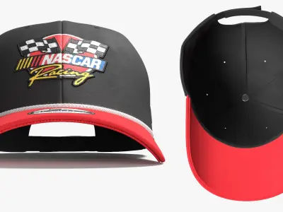 NASCAR Racing New Era 9FORTY A Frame Adjustable Hat Black Red 3D model