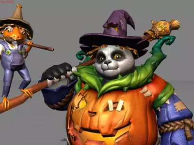 Akai Pumpkin Brawler Low-poly 3D model