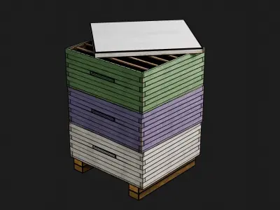 Stacked beehive with 4K Textures 3D model