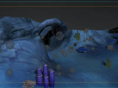 Underwater habitat sea life seascape ship reef coral  3D model