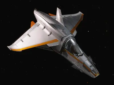 Space Ship - Rigged- High Resolution Textured - include inside Low-poly 3D model