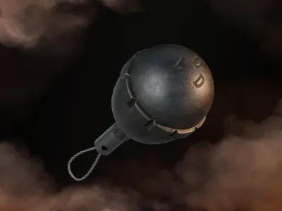 Grenade WW1 German Egg Grenade 1917 Game-Ready Low-poly 3D model