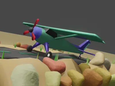 3d plane t in virtual world Free low-poly 3D model
