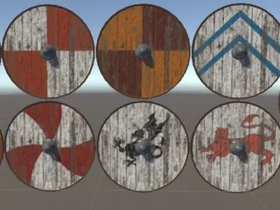 Game Ready Viking Age Round Shield Low-poly 3D model