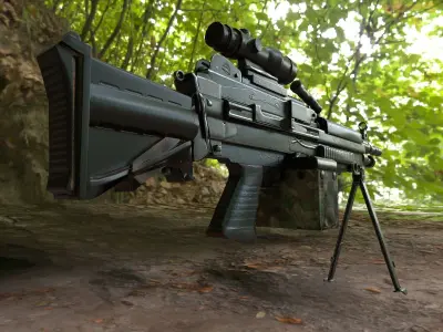 M249 SAW Machine Gun Low Poly Free low-poly 3D model