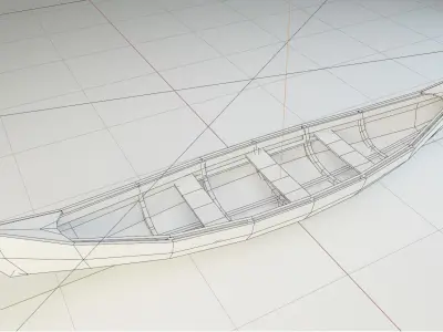 Low Poly Boat viking canoe Low-poly 3D model