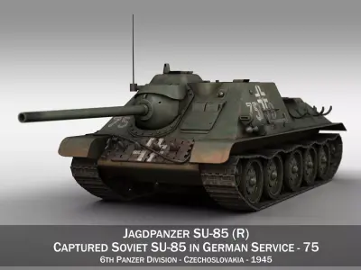 Jagdpanzer SU-85R - 75 - 6 Panzer Division 3D model