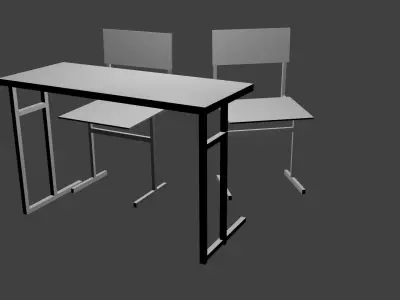 low-poly school chair Free low-poly 3D model