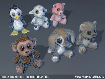 Cute Toy 3D Animal Models x 6 Free low-poly 3D model