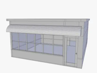 Store building with windows 3D model