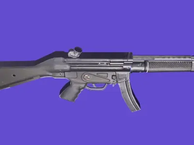 automatic machine gun ready Low-poly 3D model