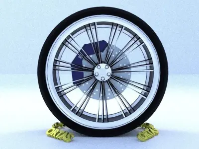 ORTAS CAR RIM 3 GAME READY RIM TIRE AND DISC 3D model