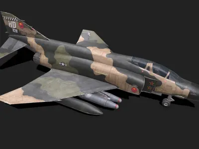 McDonnell Douglas F-4 Phantom II Low-poly PBR Low-poly 3D model