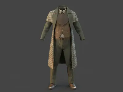 Vintage Clothing Male Suit Low-poly 3D model