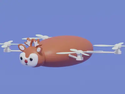 Cartoon Deer Animal Drone 3D model
