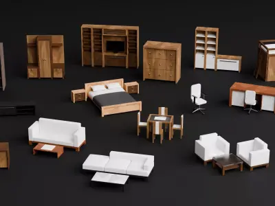 Modern Home Furniture Pack Low-poly 3D model
