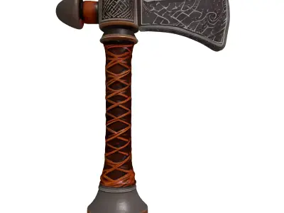 Detailed Viking Fantasy Battle Axe 3D model