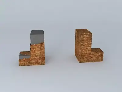 Derelict WWII-Style Brick Gate Low-poly 3D model