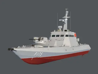 Gyurza-M class artillery boat 58155 Low-poly 3D model