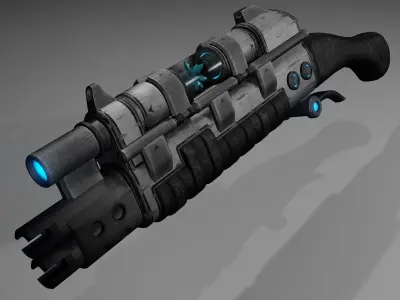 Sci-fi assault rifle with crystal Low-poly 3D model