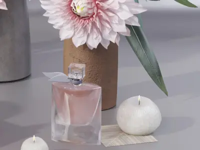 Garden Dahlia bouquet flowers vase decor set  3D model