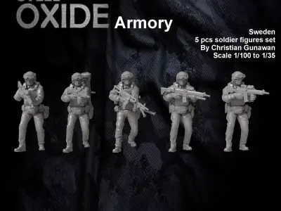 Modern Swedish infantrymen set 1 for 3D printing 3D print model