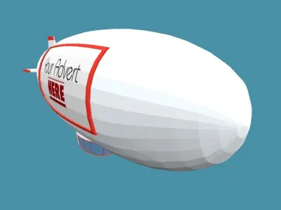 Airship hot air balloon Low-poly 3D model