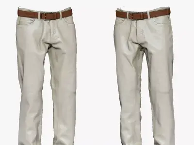 001286 white jeans Low-poly 3D model