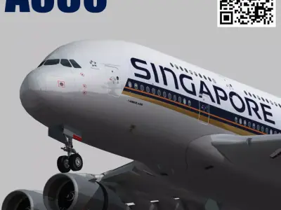 Airbus A380 Singapore Airlines 9V-SKH Low-poly 3D model