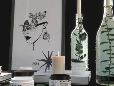 Decorative set with candlesticks 3D model