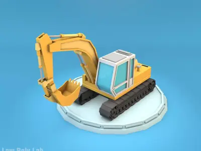 Low Poly Excavator Low-poly 3D model