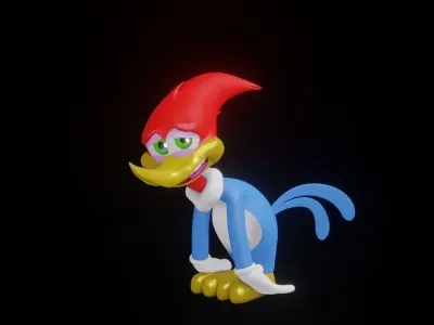 Woody Woodpecker Low-poly 3D model