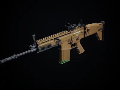 SCAR H PBR assault rifle Low-poly 3D model