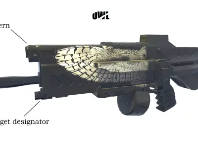 Modern machine gun Owl Low-poly 3D model