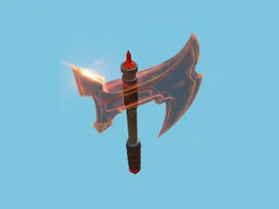 Medieval Battle Axe 02 Transparent Red - Fantasy Weaponry Low-poly 3D model