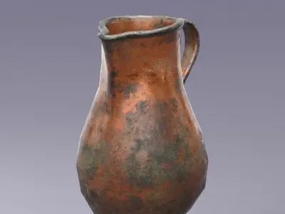 S00072 Old copper jug Low-poly 3D model