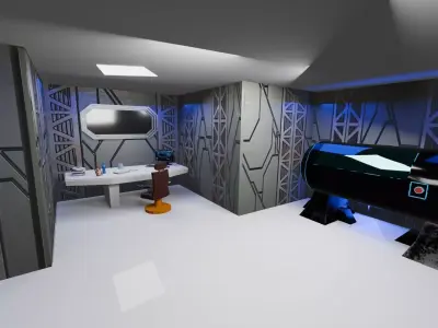 3D Spaceship Interior  Detailed Sci-Fi Environment Low-poly 3D model