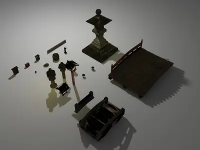 Sinto Shrine Essentials Low-poly 3D model
