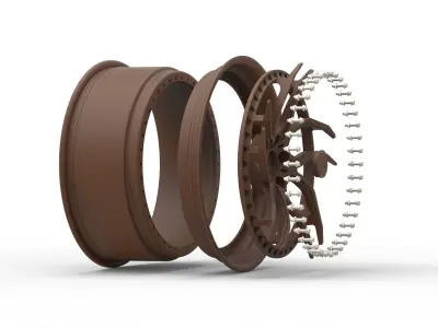 Modular 3 Piece Forged Wheel 3D model