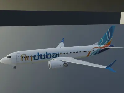 Flydubai Boeing 737 max 8 3d model Low-poly 3D model