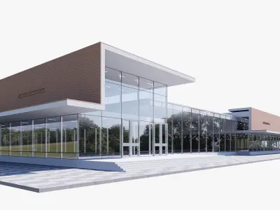 exhibition building Low-poly 3D model