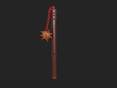 Flail sword with chain Low-poly 3D model